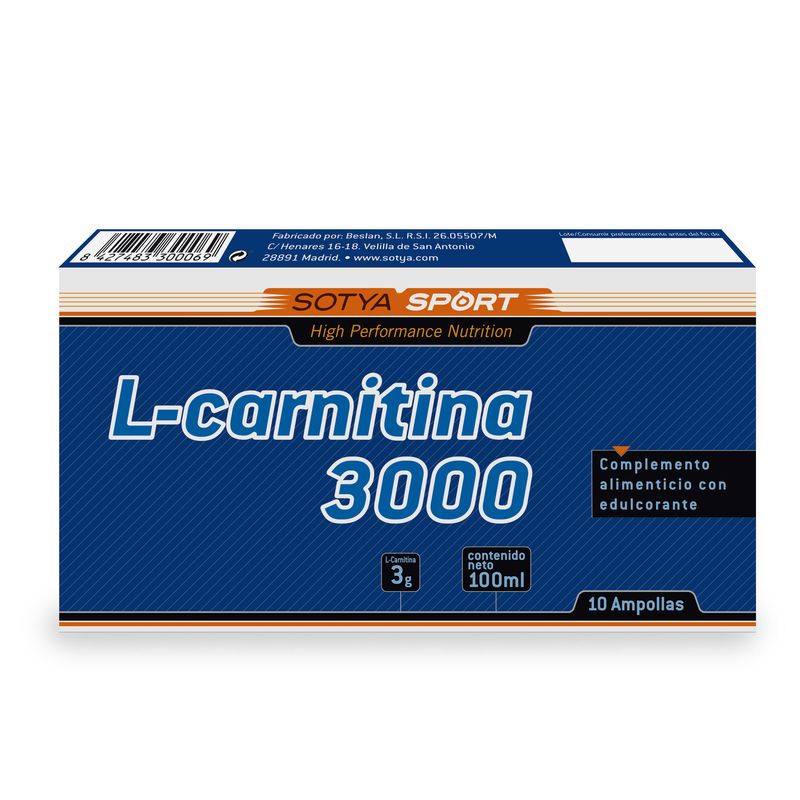 Sotya L-Carnitina, 10 Ampollas De 3000 Mg   