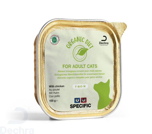 Specific Feline F-Bio-W Organic Chicken Caja, 8X100 gr, comida húmeda para gatos