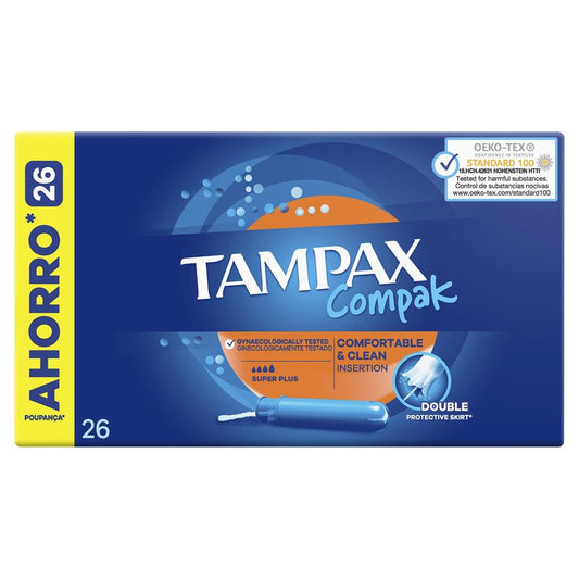 Tampax Compak Super Plus Tampones Con Aplicador , 26 unidades