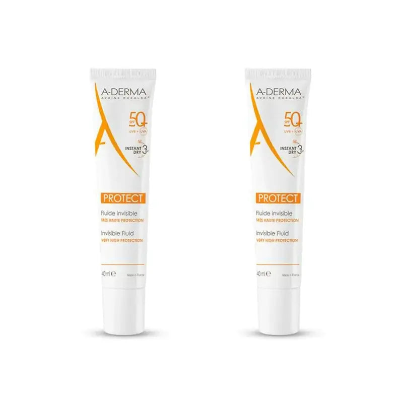 A-Derma Aderma Protect Fluido Solar Invisible Spf50+, 2X40 Ml