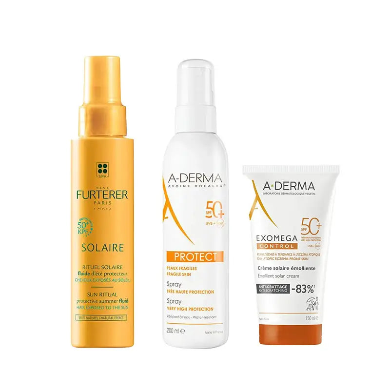 A-Derma Exomega Ctrl Crema Spf 50+ 150Ml Ad + Protect Spray Solar Spf50+ 200 Ml + Fluido Solar Protector Kpf 50⁺ 100 Ml