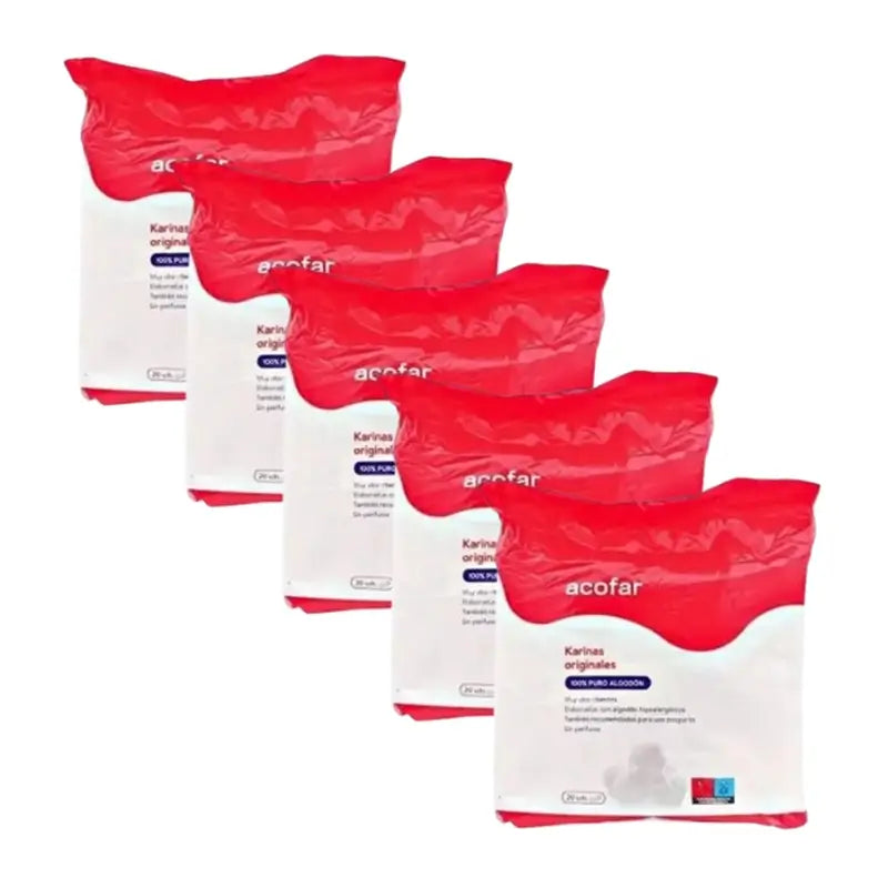 Acofar Karinas Compresas Tocológicas Algodón, 5x20 Unidades