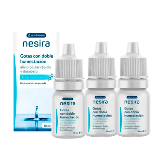 Acofar Nesira Gotas Doble Humectación con Ác. Hialurónico, Pack 3 x 10 ml
