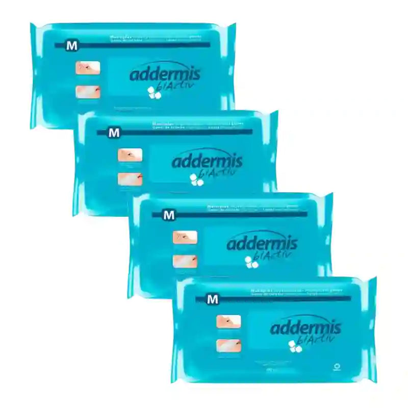 Addermis Biactiv Manopla Enjabonada Cuidado Lavado Corporal , 4X40 Unidades