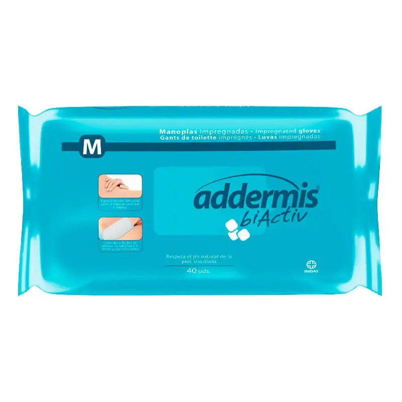 Addermis Biactiv Manopla Enjabonada Cuidado Lavado Corporal , 40 unidades
