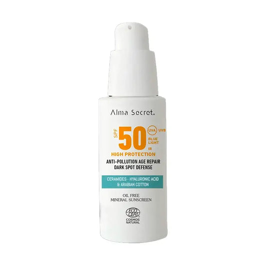 Alma Secret Solar Facial Natural Spf 50 Con Ceramidas, Antimanchas Y Oil-Free