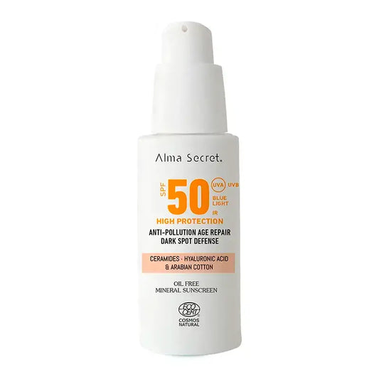 Alma Secret Solar Facial Natural Spf 50 Con Ceramidas, Antimanchas Y Oil-Free (Color: Sand)