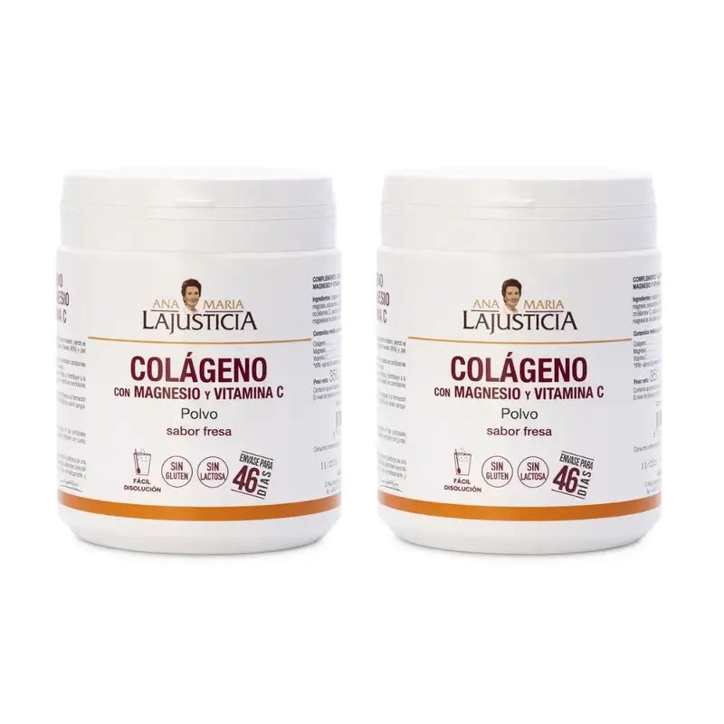 Ana Maria Lajusticia Colágeno Con Magnesio + Vitamina C Sabor Fresa, 2X350 Gr