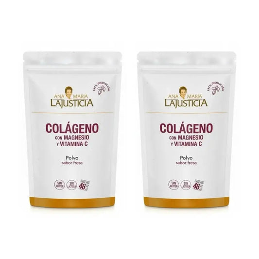 Ana Maria Lajusticia Colágeno Con Magnesio + Vit.C Sabor Fresa Polvo Doypack , 2x350 gr