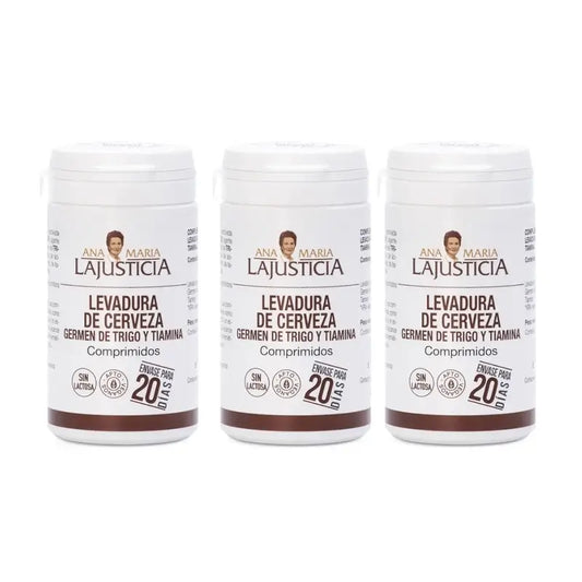 Ana Maria Lajusticia Levadura de Cerveza + Germen de Trigo + Tiamina (B1), 3x80 comprimidos