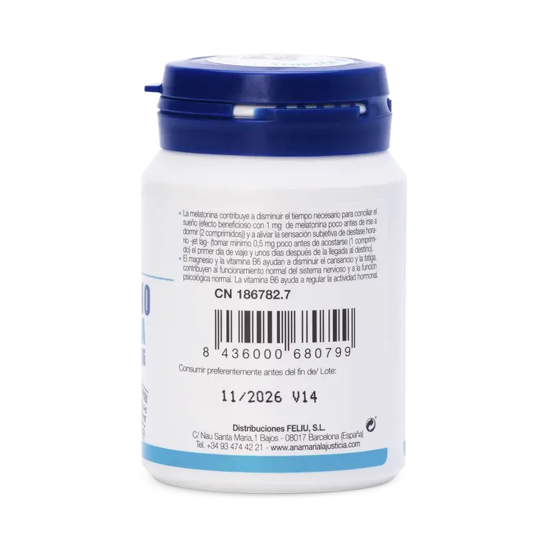 Ana Maria Lajusticia Triptofano con Melatonina + Magnesio y Vitamina B6, 2x60 comprimidos