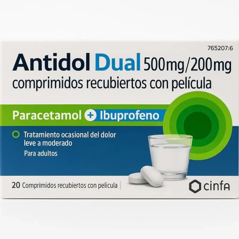 Antidol Dual 500 Mg / 200 Mg, 20 comprimidos