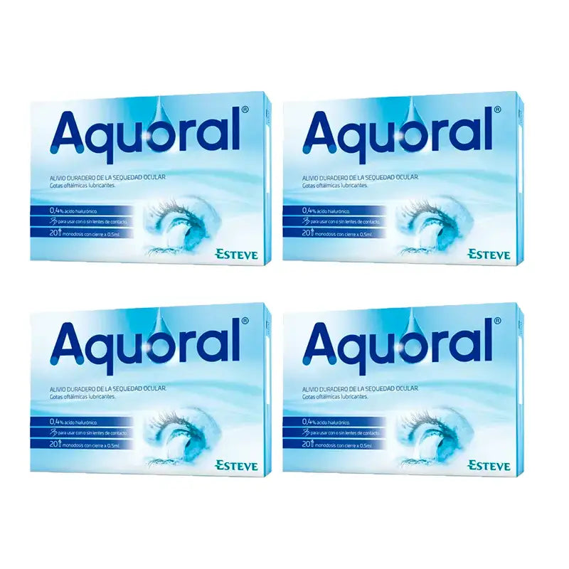 Aquoral Gotas Oftalmológicas, Pack 4 x 20 Monodosis
