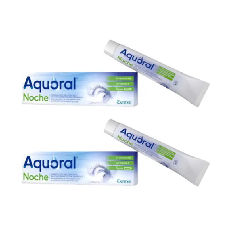 Aquoral Pack Noche Pomada Ocular Lubricante, 2 x 5 Gr