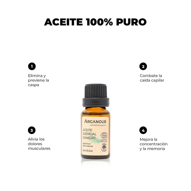 Arganour Aceite Esencial Aceite Esencial De Romero, 15 Ml