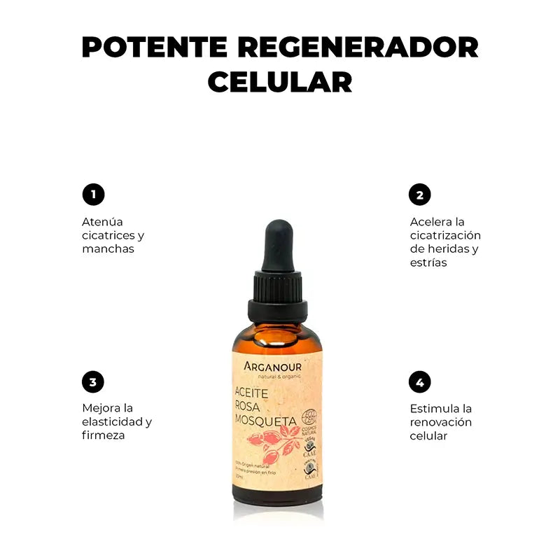 Arganour Aceite Vegetal Aceite De Semillas De Rosa Mosqueta, 50 Ml