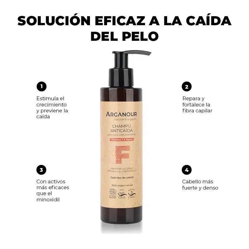 Arganour Capilar Champú Anticaída Sin Sulfatos, 200 Ml