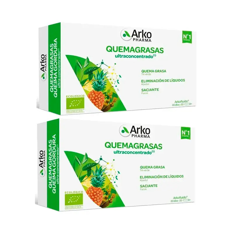 Arkopharma Arkofluido Quemagrasa Ultraconcentrado, Pack 2 x 20 Ampollas