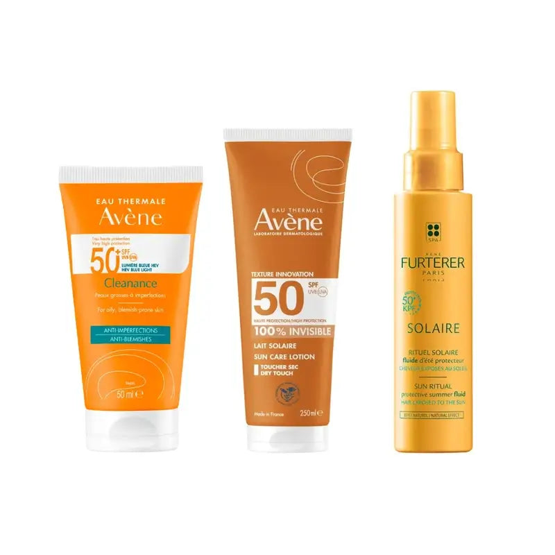 Avene Cleanance Spf 50+ 50 Ml + Leche Invisible Spf 50 250 Ml + Fluido Solar Protector Kpf 50⁺ 100 Ml