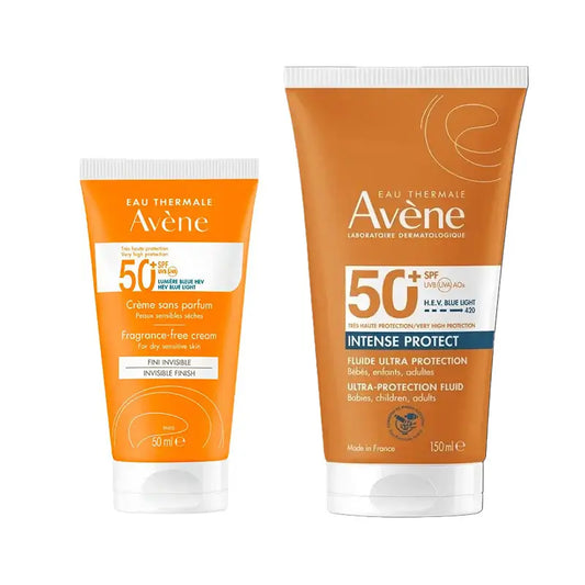 Avene Crema Spf 50+ Sin Perfume 50 Ml + Intense Protect Spf50+ 150 Ml