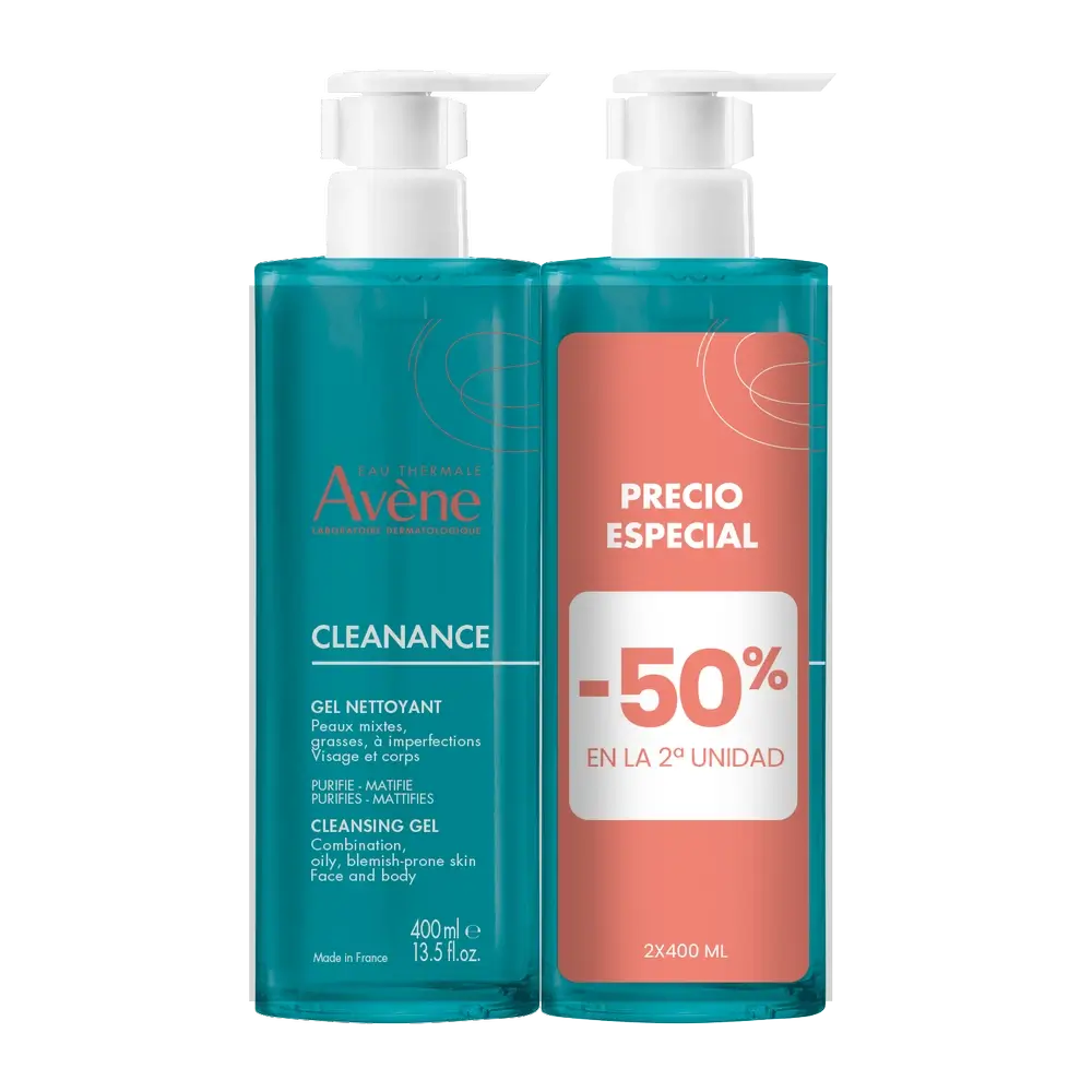 Avene Eau Thermale Cleanance Gel Limpiador 2 X 400 Ml