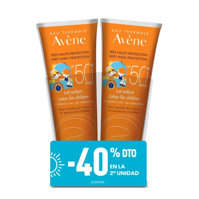 Avene Eau Thermale Leche Para Niños Spf 50+ Pack 2 X 250Ml