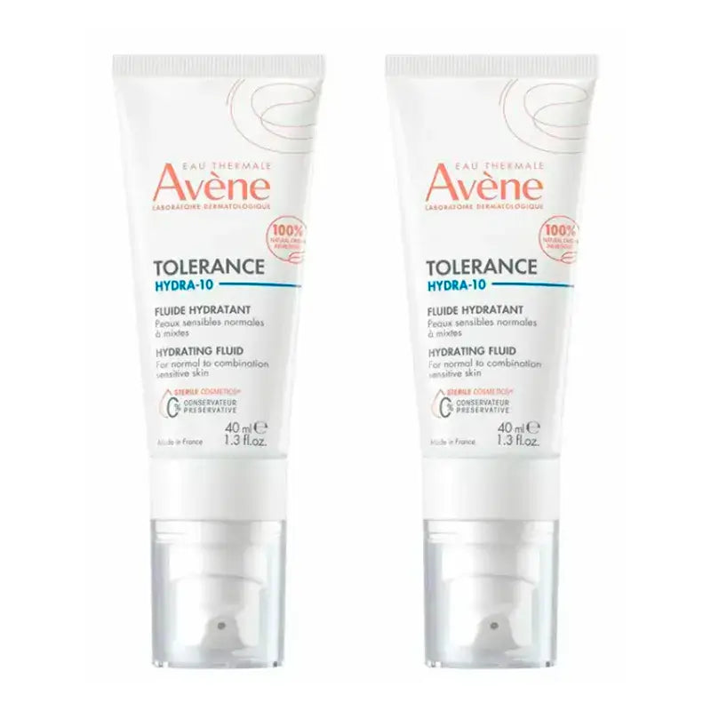 Avene Tolerance Hydra-10 Fluido Hidratante, Pack 2 x 40 ml
