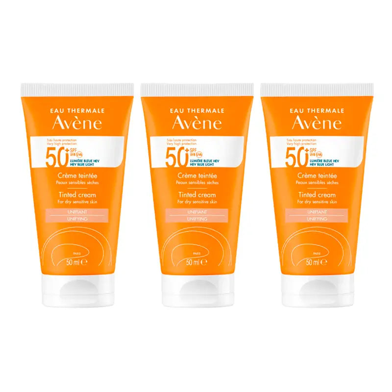 Avene Crema Solar Pieles Sensibles Spf 50+ Color, 3 x 50 ml