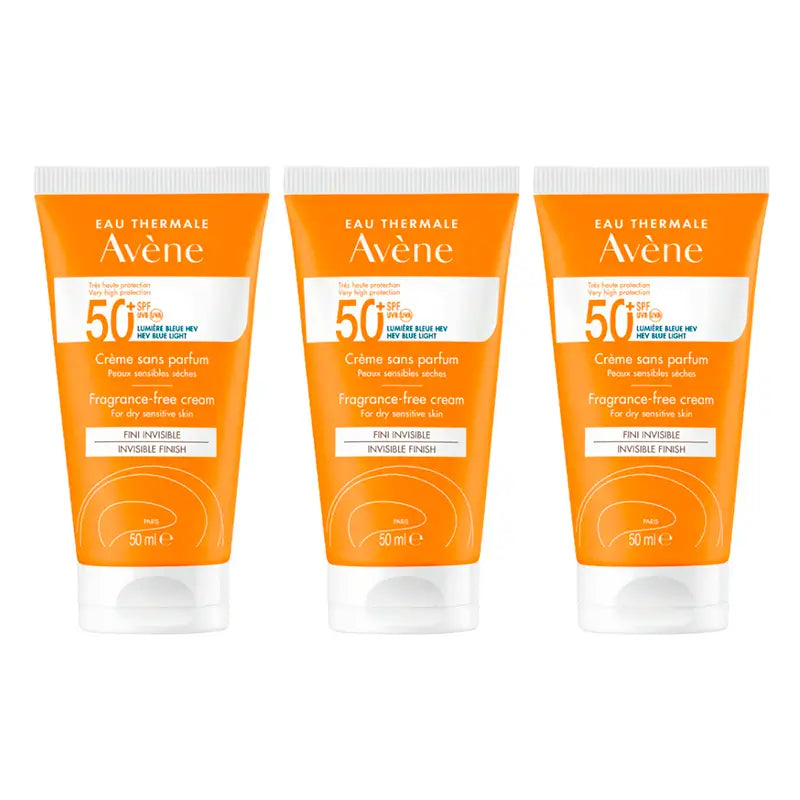 Avene Crema Solar Spf 50+ Sin Perfume, 3 x 50 ml