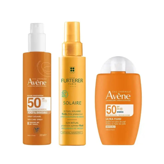 Avene Ultra Fluido Invisible Spf50 50 Ml + Spray Invisible Spf 50 200 Ml + Fluido Solar Protector Kpf 50⁺ 100 Ml