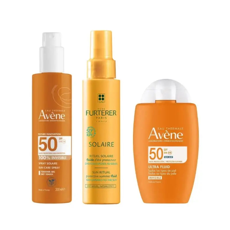 Avene Ultra Fluido Invisible Spf50 50 Ml + Spray Invisible Spf 50 200 Ml + Fluido Solar Protector Kpf 50⁺ 100 Ml