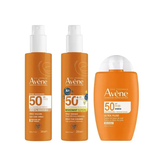 Avene Ultra Fluido Invisible Spf50 50 Ml + Spray Invisible Spf 50 200 Ml + Spray Spf 50+ Niños 200 Ml