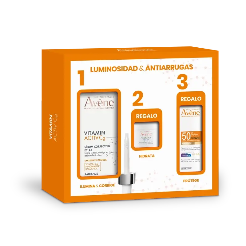 Avene Vitamin Activ Cg Sérum 30Ml + Hydrance Aqua-Gel Crema Hidratante 7 Ml + Solar Fluido Antiedad Spf50 5 Ml