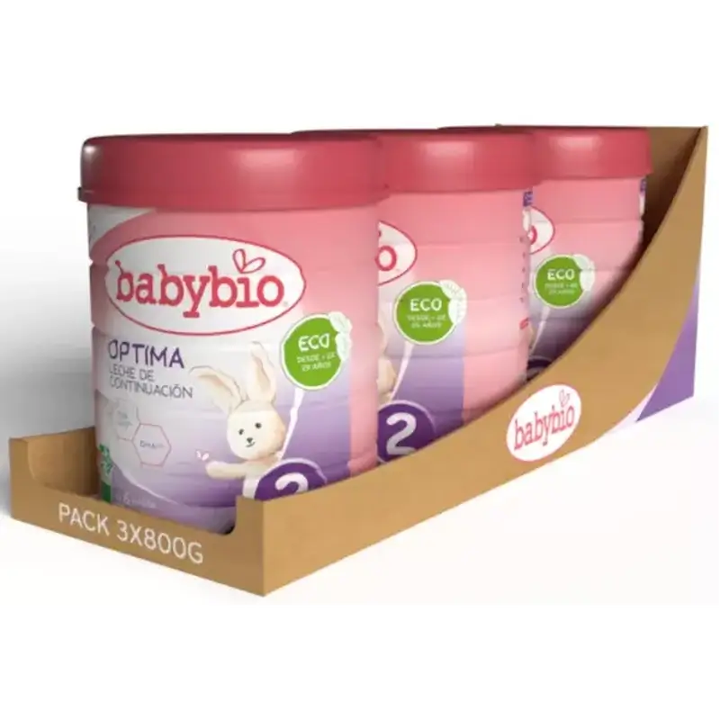 Babybio Optima 2 Leche de Vaca 6-12 Meses, Pack 3 x 800 gr