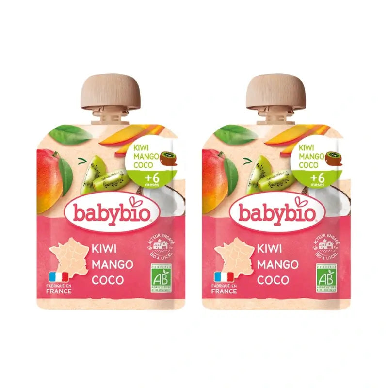 Babybio Pouch Kiwi Mango Coco, Pack 2 x 90 gr