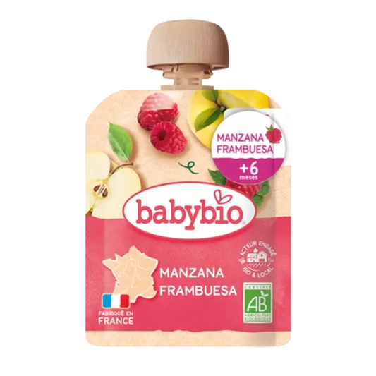 Babybio Pouche Manzana Frambuesa , 90 gr