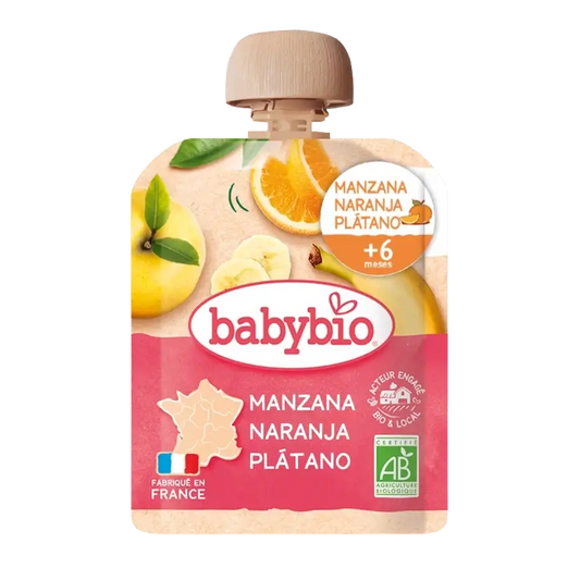 Babybio Pouche Manzana Naranja Plátano Bio , 90 gr