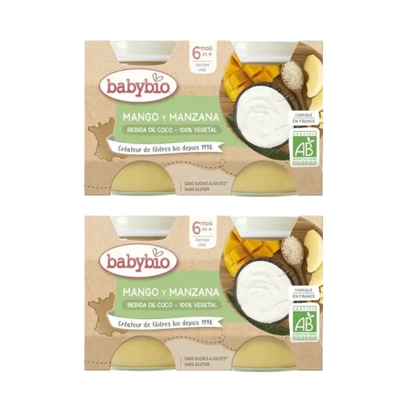 Babybio Yogur Coco Mango Piña Y Manzana, Pack 4x130 gr