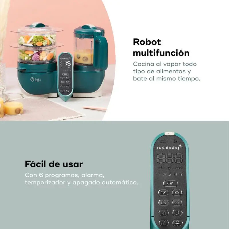 Babymoov Robot Multifunción Bebé 6-En-1 Nutribaby(+) Opal Green