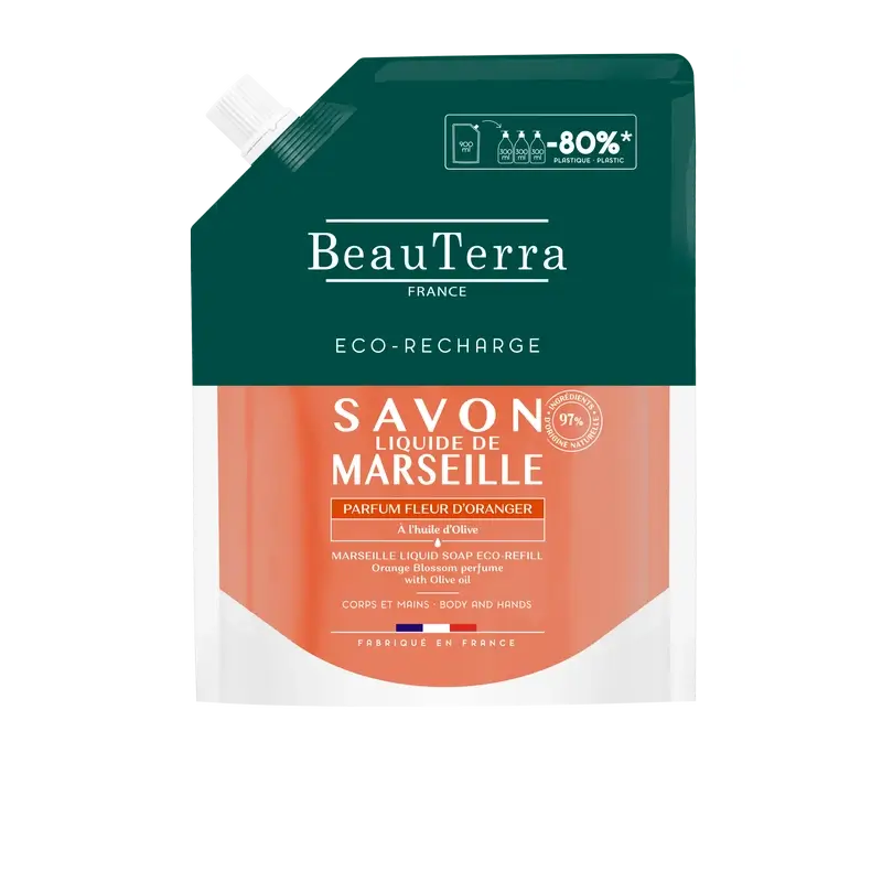 Beauterra Higiene Corporal Refill Jabón De Marsella Flor De Naranjo 900 Ml