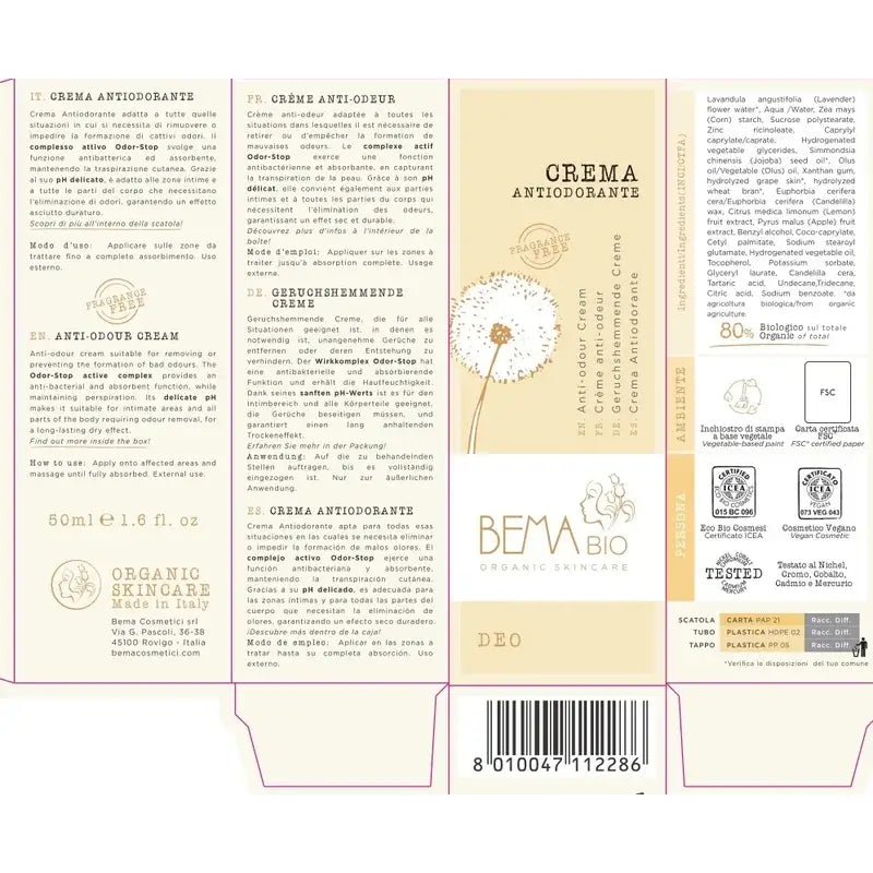 Bema Crema Antiodorante , 50 ml