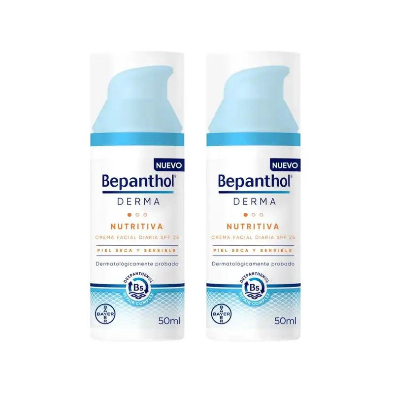 Bepanthol Derma Nutritiva Crema Facial Diaria Spf 25, 2X50 Ml