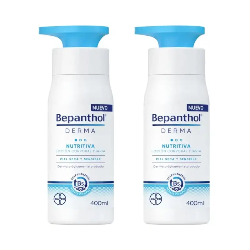 Bepanthol Derma Nutritiva Loción Corporal Diaria, 2X400 Ml