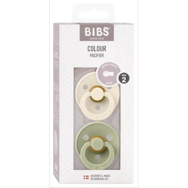 Bibs Chupetes Colour Round Ivory/Sage 6-18m, 2 Unidades