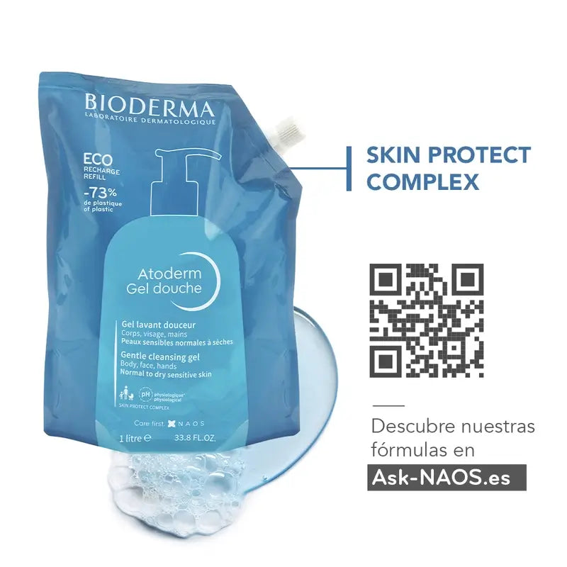 Bioderma Atoderm Gel De Ducha Eco-Refill, 1L