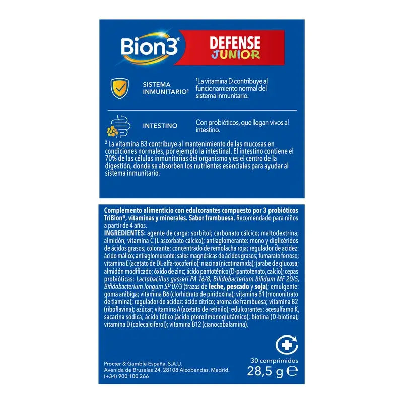 Bion3 Defense Junior Masticables Multivitamínicos, 30 comprimidos