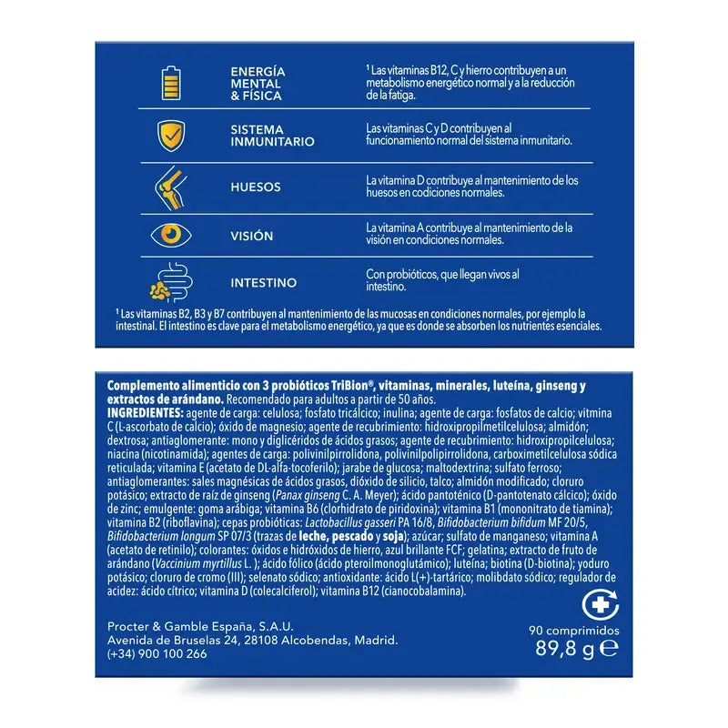 Bion3 Energy 50+ Multivitamínicos, Pack 2 x 30 Comprimidos