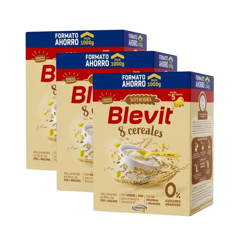 Blevit Alimentación Infantil Superfibra 8 Cereales, 3X1000 Grs