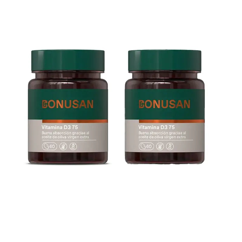 Bonusan Vitamina D3 Forte 75 , 2X60 Perlas