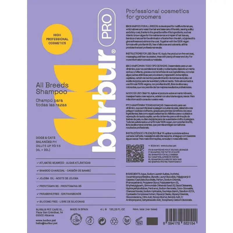 Burbur Pro Champú Para Todas Las Razas 1000Ml